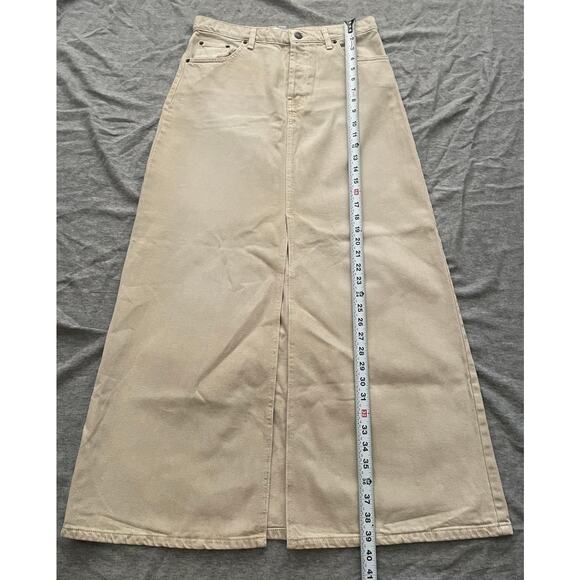New TOPSHOP Womens Size 6 Beige Denim Low Slung Maxi Skirt - Picture 9 of 12